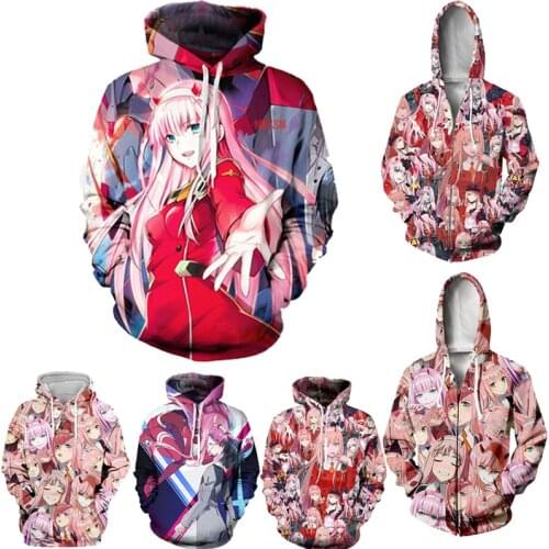 Costume DARLING in the FRANXX 02 Hoodies Zero Two Cosplay Jacket Code:002 Sweatshirts Hooded Zipper Sweater Coats