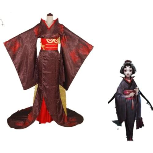 Red Butterfly Michiko Cosplay Costume Game Identity V Kimono Dress Halloween Christmas Party Apparel Full Set