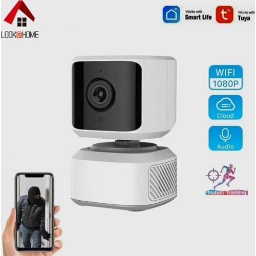 Lookathome Tuya Smart Life WiFi Camera PTZ Indoor Surveillace CCTV IP Camera 1080P HD Night Vision Two Way Talk APP Push Message