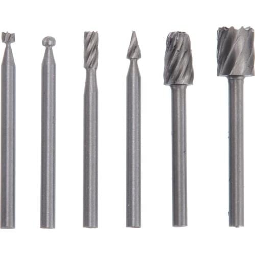 6Pcs HSS Rotary Burrs Files Milling Cutter Router Bits Set CNC Engraving Woodworking Carving Tool Rotary Burr Set
