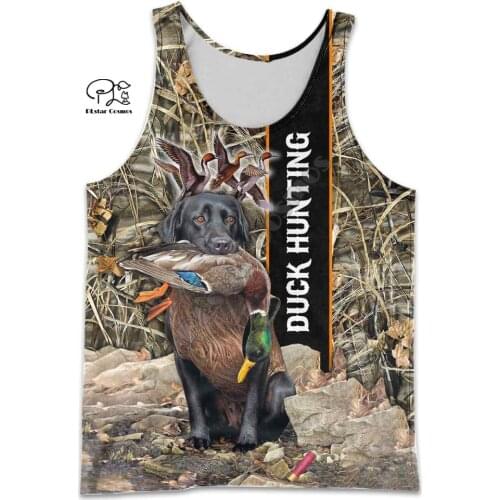 PLstar Cosmos 2020Newest Animal Hunter Duck Hunting Camo Dog Tattoo 3DPrint Unisex Summer Casual Funny Tops Tank-Top Vest N-3