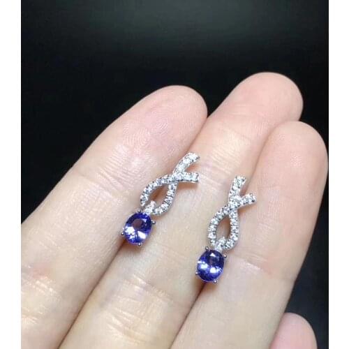 New Coming Natural and Real Tanzanite Earring 925 sterling silver Natural And Real Tanzanite Earring