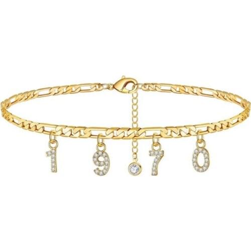 New Collocation 0-9 Number Detachable Crystal Number Year Anklet Summer Beach Ladies Anklet Pendant Anklet Leg Jewelry Gift