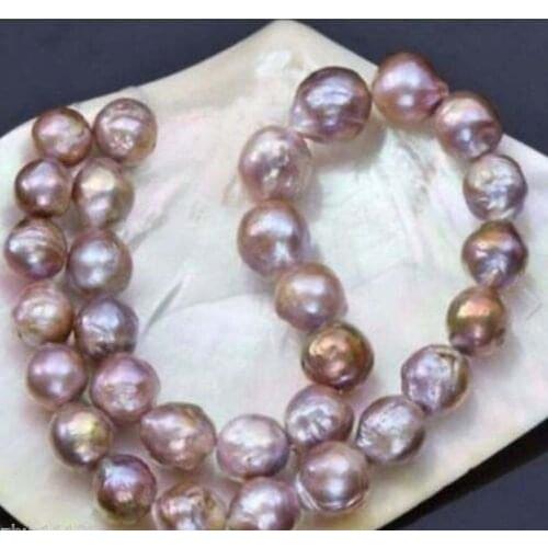 Huge 12-14mm natural south seas pink purple kasumi pearl necklace 18inch>Dongguan girl Store free shipping