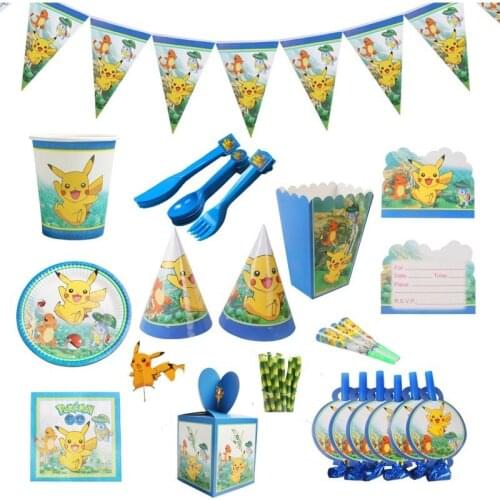 Pokemon Pikachu Theme Decorations Party Pull Flag Pocket Elf Cake Card Pokemon Birthday Decoration Decorations Party Supplies