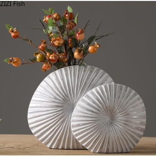 Silver Plated Vase Singular Ellipse Flower Arrangement Artificial Flowers Use Flower Vases Resin Crafts Living Room Decoration