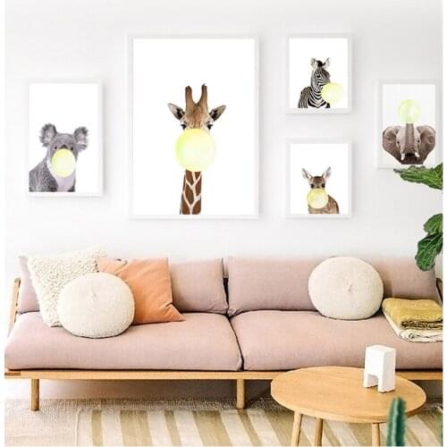 For Kids Room Nursery Modern Home Decoration No Frame Nordic Cartoon Poster Animal Atlas Wall Art Painting Cute Canvas Pictures