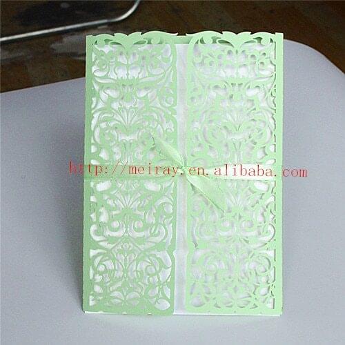 Craft supplies green mint wedding party mint green wedding invitaitons, laser cut wedding invitations