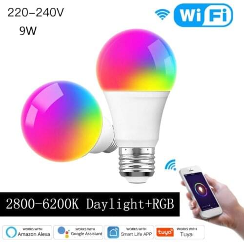Tuya 9W WiFi Smart Light Bulb E27 LED RGB Lamp Dimmable Timer Function Bluetooth-compatible Magic Bulbs For Alexa/Google Home