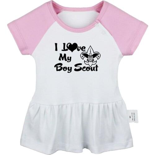I Love My Boy Scout I M Too Blessed to Be Stressed Design Newborn Baby Girls Dresses Toddler Infant Cotton Clothes