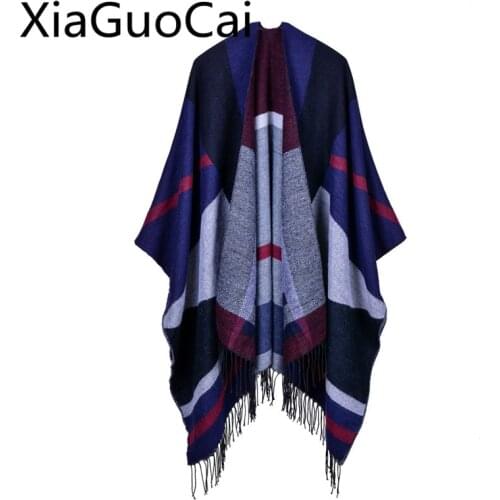 Womens Capes & Ponchos European and American Style Fringes Like Cashmere Double-sided Shawl Cloak Quick Sale