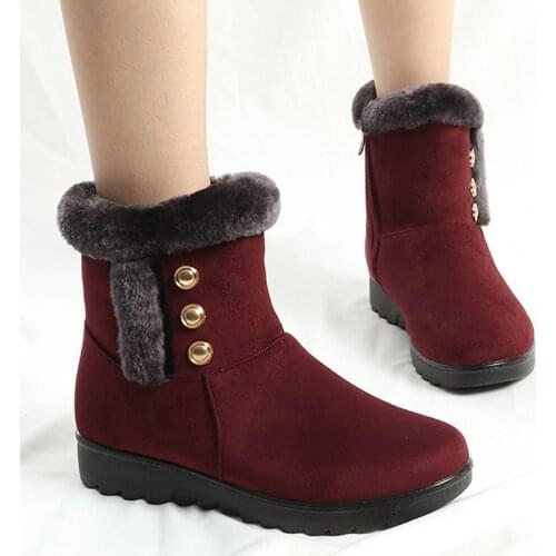 Women Snow Boots Flat Platform Ankle Boots For Women Casual Winter Boots 2019 Flock Metal Boots Warm Black Non-slip Botas Mujer