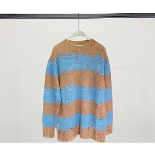 2021 New AC Autumn Casual Ladies Sweater Striped High Quality Women Sweater Loose Fashion Elegant Round Neck Female Sweater T290