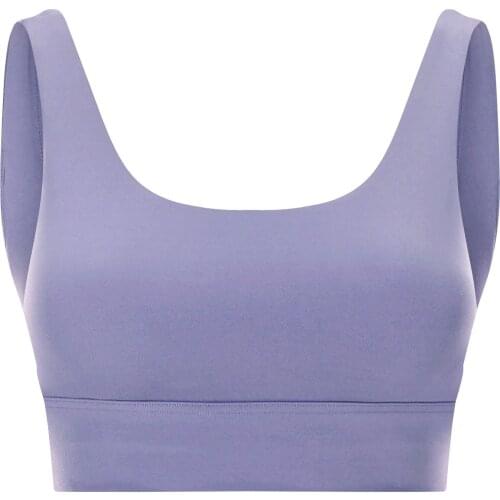 Women’s Seamless Underwear, Solid-Color U-Collar Yoga Sports Bra with Chest Pad for Girls, Black/Brown/Grey/Purple/Blue/Yellow