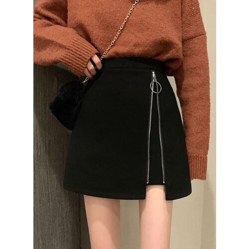 Winter short skirt 2020 new style outer wear fashion winter woolen skirt female autumn and winter high waist A-line skirt