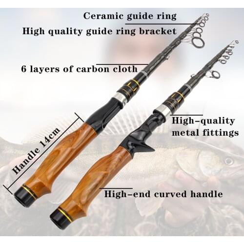 1.8M 2.1M 2.4M 2.7M Carbon Spinning Casting Rod Travel lure Trout telescopic fishing rod Lure Weight 5-20g Portable Fast pole