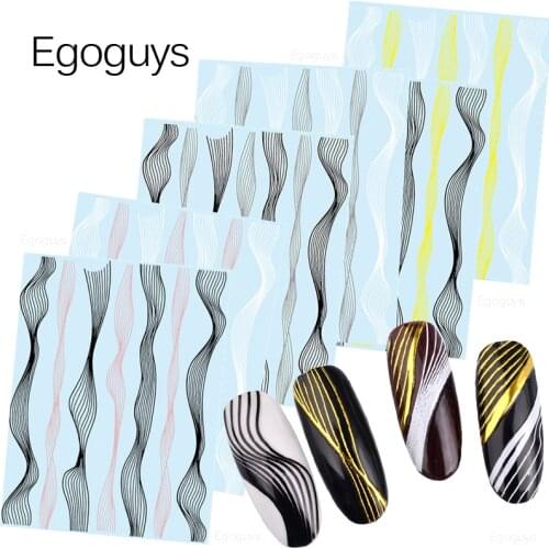 1 Sheet 3D Nail Sticker Gold Silver Lines Design Adhesive Striping Tape Nail Art Decals DIY Nail Foil Tips Stickers