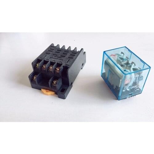 2 Set LY4NJ HH64P 12V/24VDC, AC110V/220V 14PIN 10A Power Relay Coil 4PDT With PTF14A Socket Base