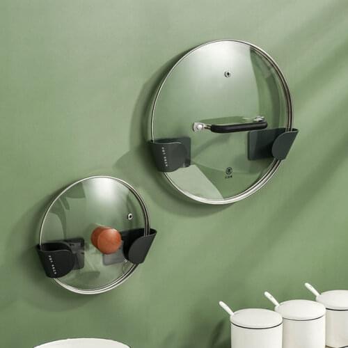2pcs/Set Pot Lid Holder Wall-Mounted Hanging Holder for Pan Pot Cover Rack Kitchen Organizer Plastic Kitchen Storage Rack U3