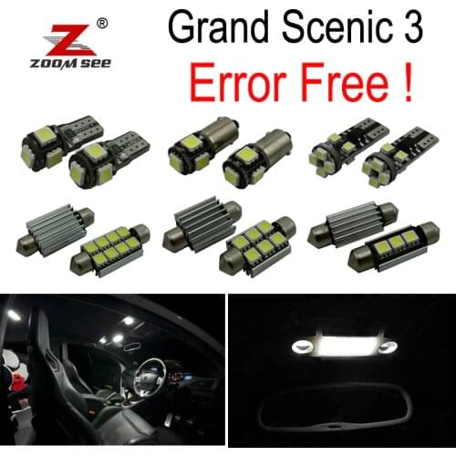 20pc x For 2009-2016 Renault Grand Scenic III 3 MK3 No Error Car LED bulbs Interior Reading dome map trunk door Light Kit