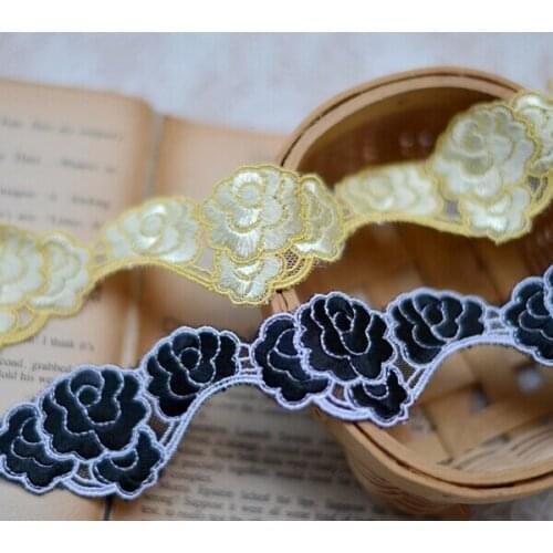 5 Meters 4cm Width Hot Exquisite Yellow Black Sewing Accessories Embroidered Lace Edge Trim
