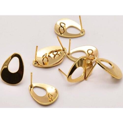 5pair/Lot 12mm 18K Brass Gold Plated Stud Earrings Accessories Earring Making Supplies Handmade Jewelry Designer Charms JA0087