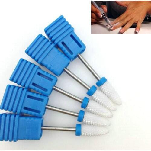 5PCS 3/32 " Best Pink Ceramic Nail Drill Bit Bullet Style Electric Rotary Nail File Nail Art Tools Nail Cleaner Salon Bits