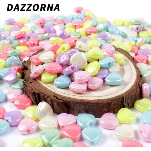 50/100/200Pcs AB Acrylic Beads Candy Color Heart Spacer Beads For Jewelry Making DIY Bracelet Necklace Accesories