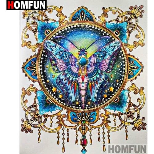 HOMFUN Full Square/Round Drill 5D DIY Diamond Painting "Flower butterfly" Embroidery Cross Stitch 5D Home Decor A15743