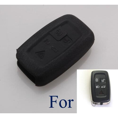 Auto Car 5 Buttons Key Leather Silicone Skin Cover Smart Case Shell Holder Fit For Land Rover LR4 Range Rover Black Remote fob