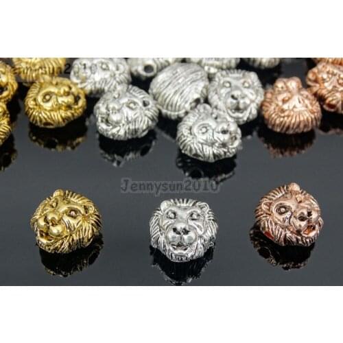 Solid Metal Lion Head Bracelet Necklace Connector Charm Beads Silver Gold Rose 50Pcs/Pack