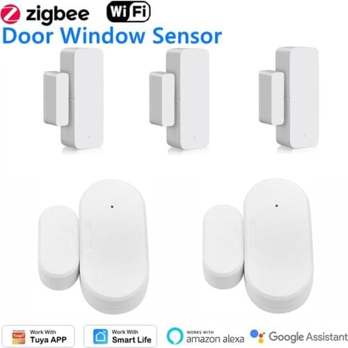 New Smart Home Tuya Door Sensor Wifi Zigbee Door Sensor Detector App Alarm Automation Residential Security Support Alexa Google