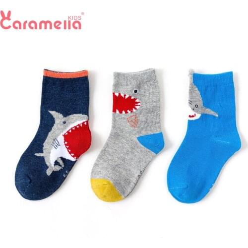 Caramella 2019 Unique Shark Pattern Winter Kids Socks Baby Boys Cute Cool Spring Autumn Short Socks Combed Cotton Cartoon Socks