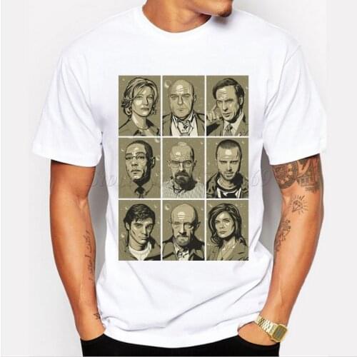 Popular men t shirt breaking bad characters retro printed male fashion tee short sleeve casual tops hipster funny cool shirts
