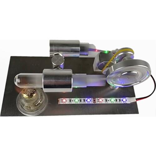 Stirling Engine Glass Hot Single Cylinder Color Bank Light External Combustion Heat Steam Engine Model Physics Experiment Toy
