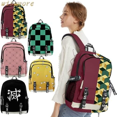 Kimetsu No Yaiba Backpack Demon Slaye Tomioka Giyuu School Bags Girls Fashion Travel Bag Mochila Notebook Bags Cosplay Boy