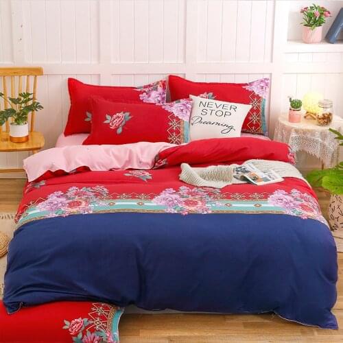 Red Rose Wedding Bed Linens Modern Series Bedding Sets Boy Girl Duver Cover Sets Bed Sheets Pillow Cases 5Size Soft Bedclothes