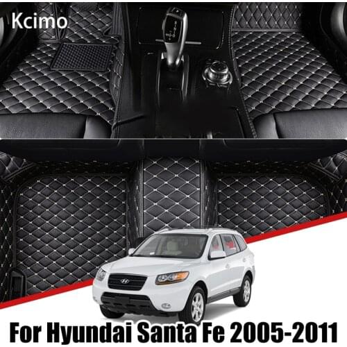 For Hyundai Santa Fe 2005 ~ 2011 Leather Car Floor Mat Custom Foot Pad Carpet Cover 2006 2007 2008 2009 2010