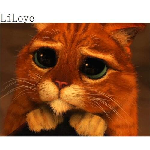 LI LOYE Cross Stitch Full Diamond Rhinestone Painting Art Decor DIY 5D diamond painting big eyes Cat Drill Embroidery icon FZ460