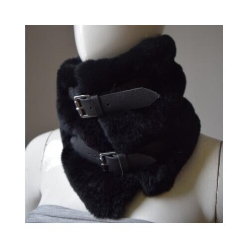 Fashion real rex rabbit fur neck collar ring warm genuine rabbit fur scarf black color super soft fur scarf for women