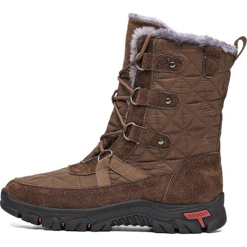 Men Boots 2021 Waterproof Winter Snow Boots Thick Fur Casual Shoes Outdoor High Top Non-slip Male Footwear Men Sneakers Size