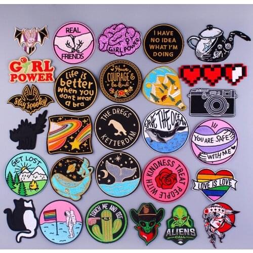 Whale Embroidered Patches For Clothing Thermoadhesive Patches Letter Stripes Patch Iron On Patches On Clothes Cartoon Badegs DIY