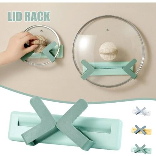 Wall-Mounted Pot Lid Holder Adjustable Punch Free Strong Load-bearing Pan Hanging Rack Suitable for Various Sizes of Lid RE