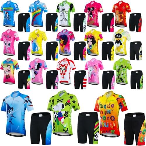 KEYIYUAN New Child Cycling Jersey Suit Boys Girls Short Sleeve Mountain Bike Clothing Abbigliamento Da Ciclismo Per Bambini