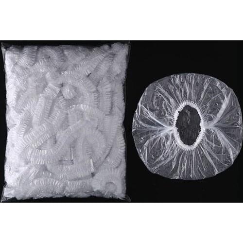 20PCS Disposable Plastic Shower Caps White Pleated Anti Dust Hat Women Men Bath for Spa Hair Salon Beauty Accessories