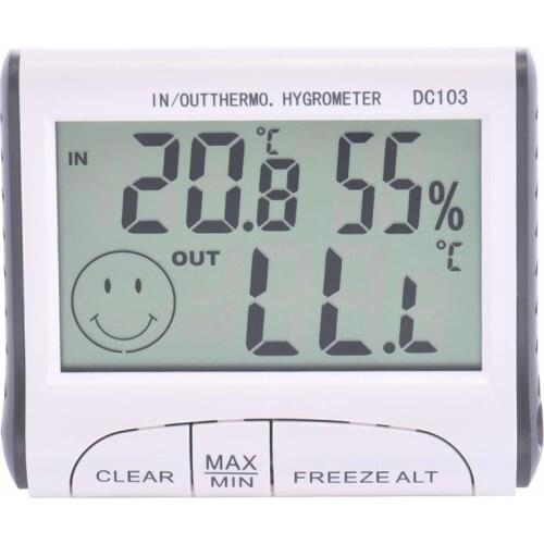 Portable LCD Digital Thermometer Hygrometer Weather Station Clock Indoor Outdoor Function Including Probe