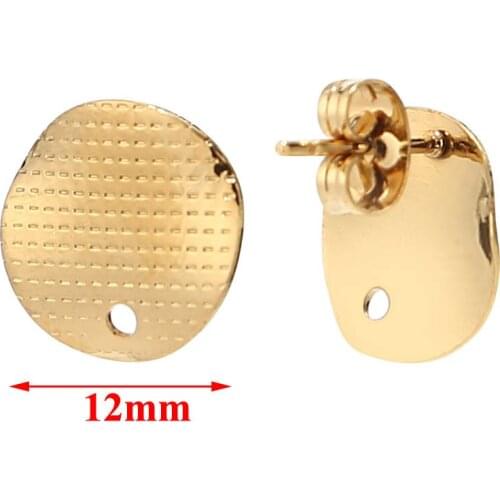 Stud Earrings round Post with Ring,12mm