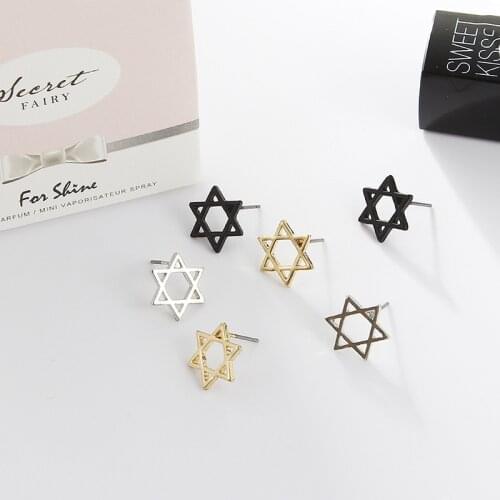 TianBo Simple Hollow Star of David Hexagram Stud Earrings For Women Girls Fashion women Jewelry Christmas Gifts Wholesale