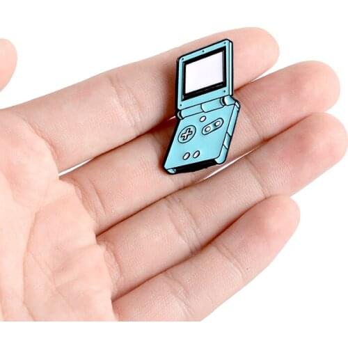 Blue Flip Square Game console Enamel brooch Retro classic cartoon badge Fun gifts for children