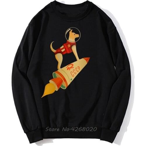 Cccp Soviet Laika The Russian Space Super Rocket Dog Hoodie Mens Pullover Hoodies Sweatshirt Streetwear Harajuku